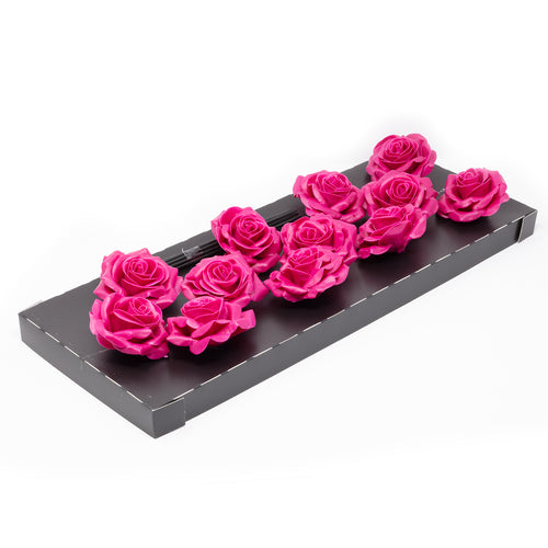 12er Set Wachsrose - Cerise