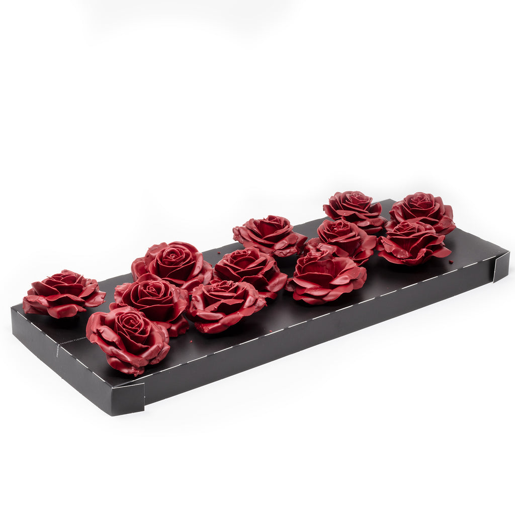 Set of 12 wax roses - Cherry