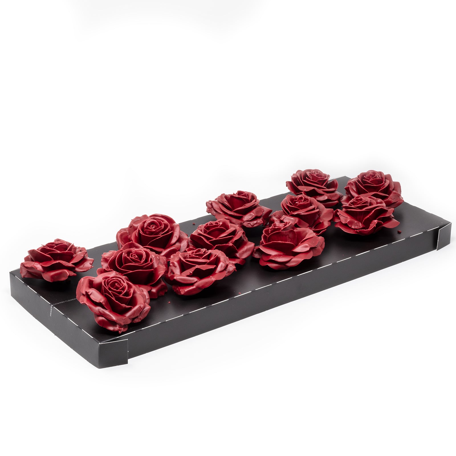 Set of 12 wax roses - Cherry