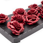Set of 12 wax roses - Cherry
