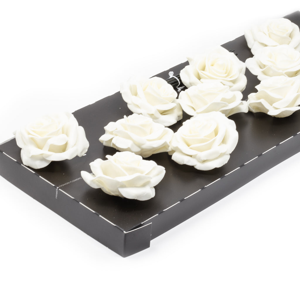 Lot de 12 roses en cire - Blanc tendre