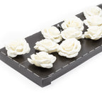 Lot de 12 roses en cire - Blanc tendre