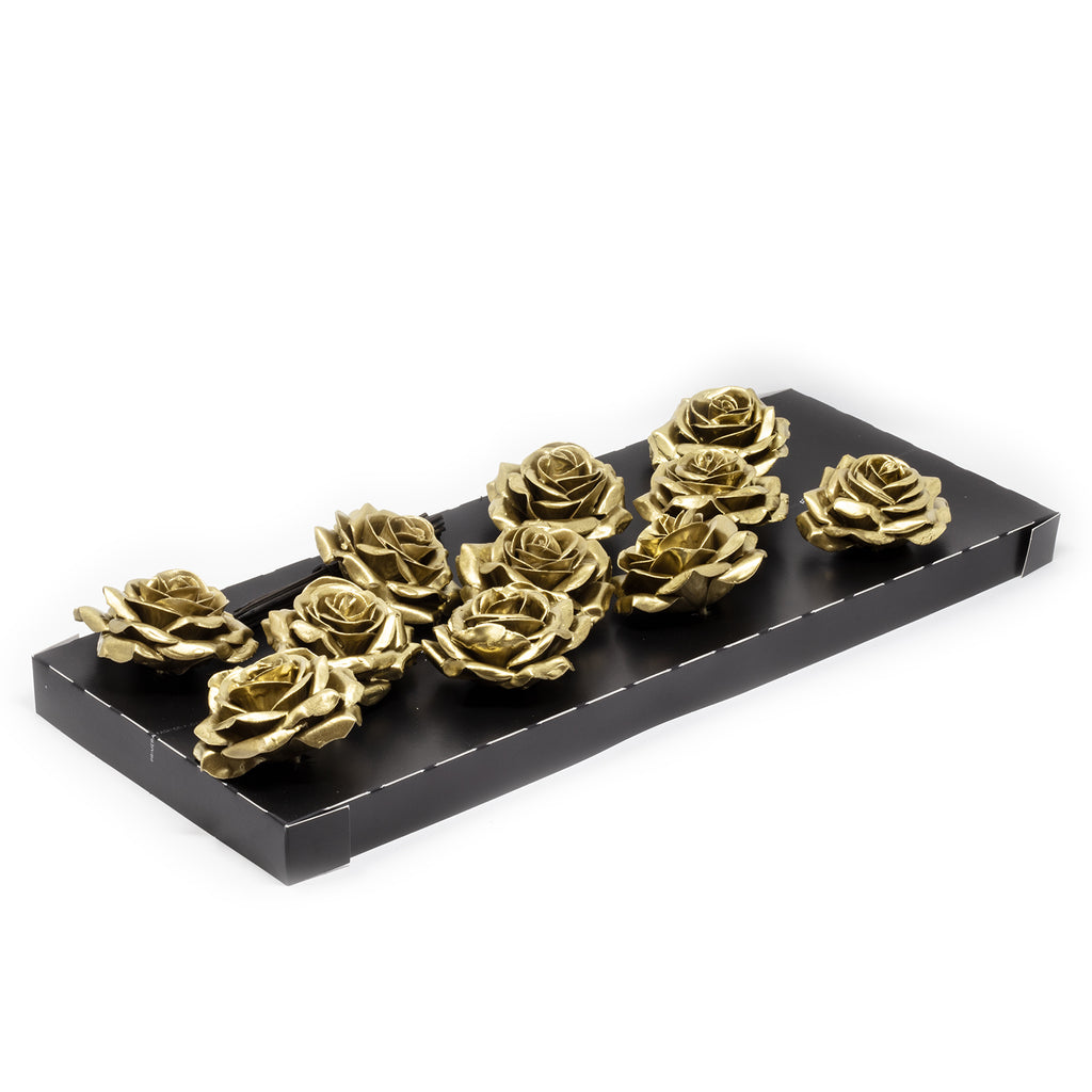 Set of 12 wax roses - Gold