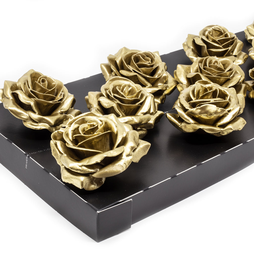 12er Set Wachsrose - Gold