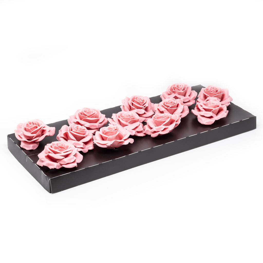 Set of 12 wax roses - Pink Soft