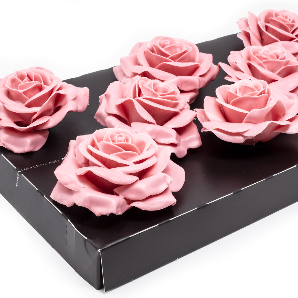 Set of 12 wax roses - Pink Soft