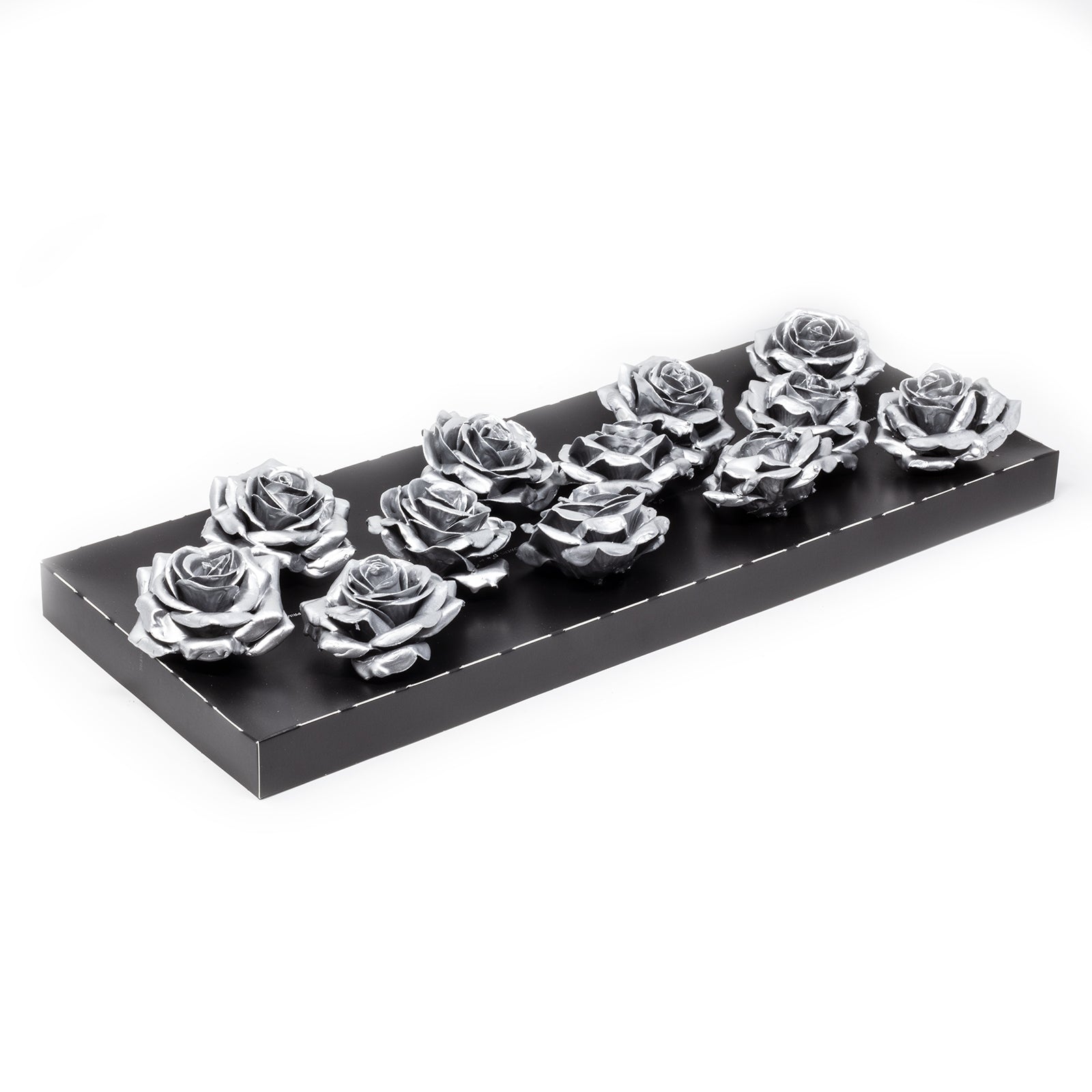 Ensemble de 12 roses en cire - Argent