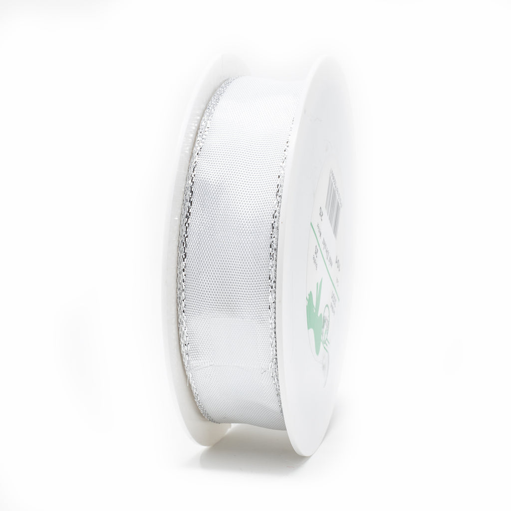 Band Simplicity - weiß-silber - 25 mm - 25 m