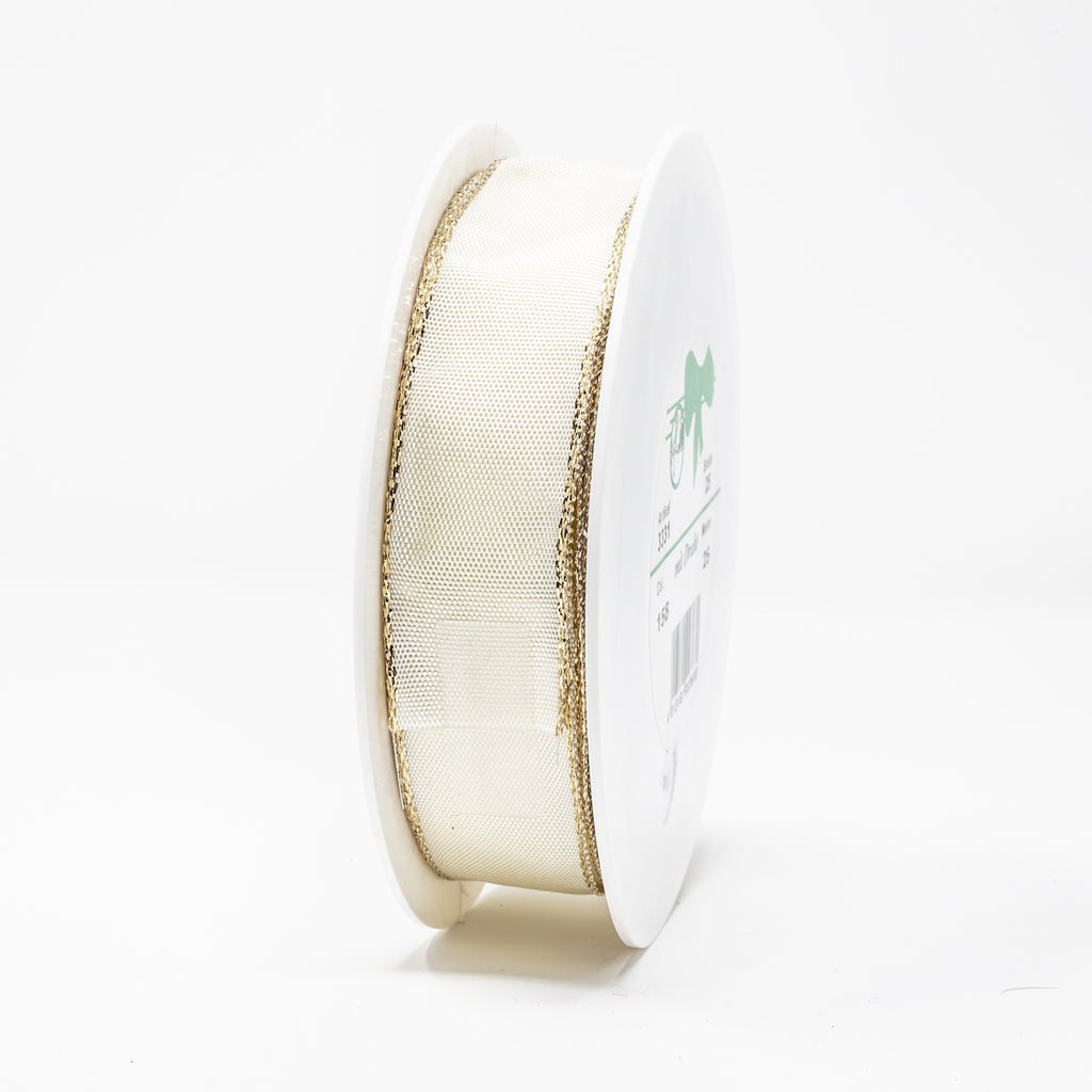 Band Simplicity - ecru-gold - 25 mm - 25 m
