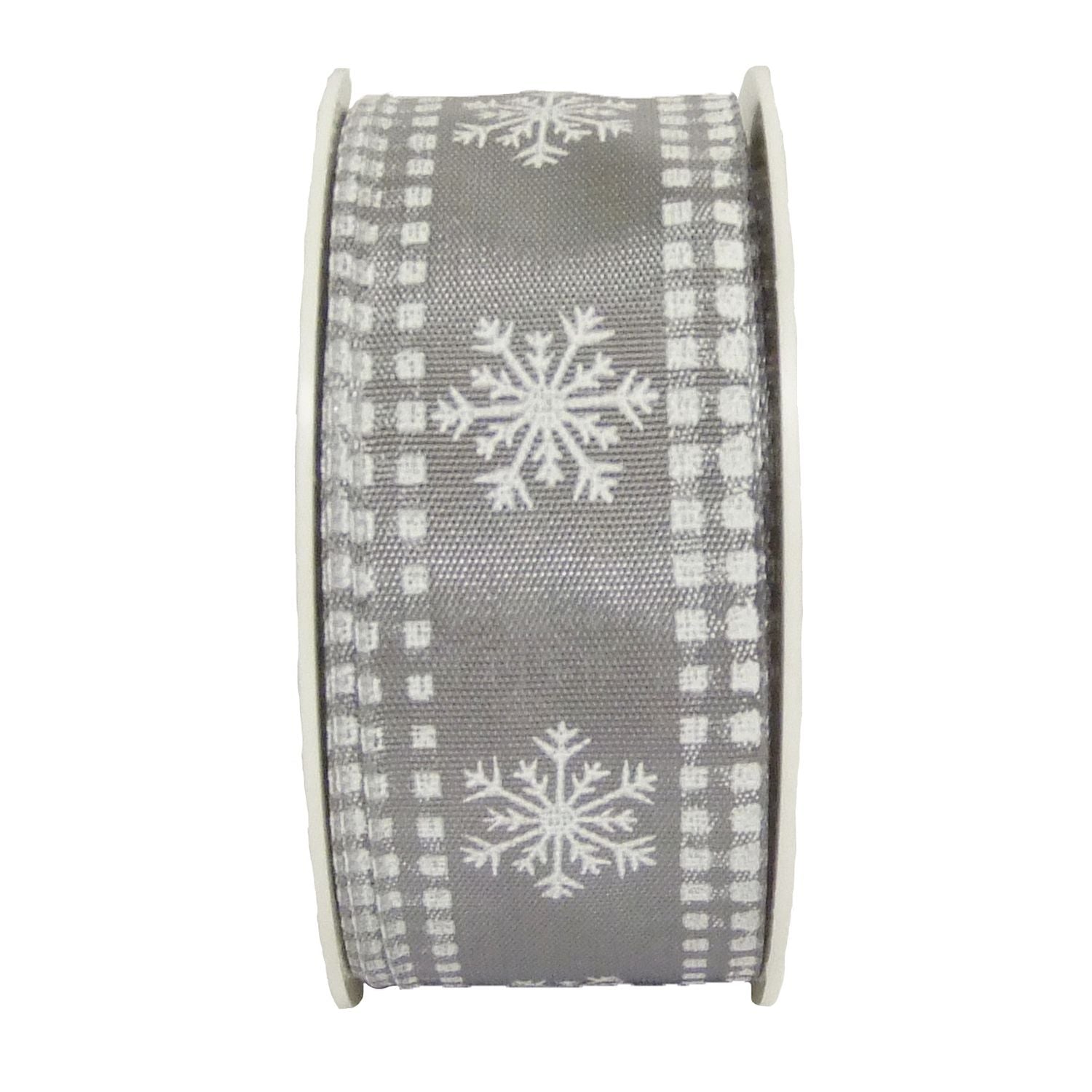 Band Fiocco - grau-weiß - 40 mm - 20 m