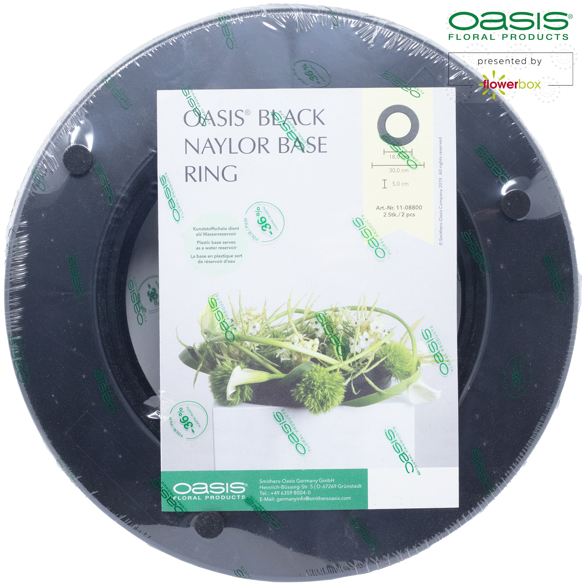Black Naylor Base Ring, 5 x 30 cm Durchmesser, Innen: 18 cm Durchmesser, Doppelpack
