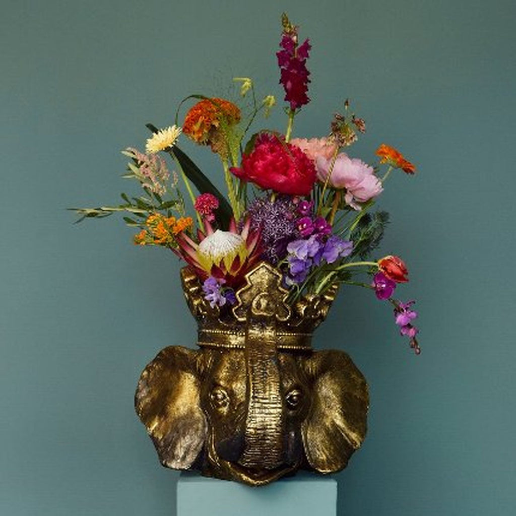 Elefanten Pflanzkopf Jumbo - gold - Magnesia - 45x44,5x37,5 cm