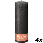 4er-Set Stumpenkerze - Höhe 30 cm - Durchmesser 10 cm - Rustik - Stürmisches Grau