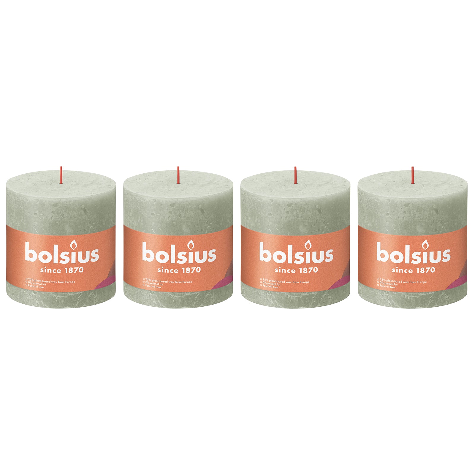 4er-Set Stumpenkerze - Höhe 10 cm - Durchmesser 10 cm - Rustik - Nebliges Grün