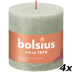 4er-Set Stumpenkerze - Höhe 10 cm - Durchmesser 10 cm - Rustik - Nebliges Grün