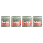 Lot de 4 bougies piliers - Hauteur 10 cm - Diamètre 10 cm - Style rustique - Vert jade