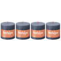 Lot de 4 bougies piliers - Hauteur 10 cm - Diamètre 10 cm - Style rustique - Bleu hortensia