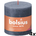 4er-Set Stumpenkerze - Höhe 10 cm - Durchmesser 10 cm - Rustik - Hortensienblau