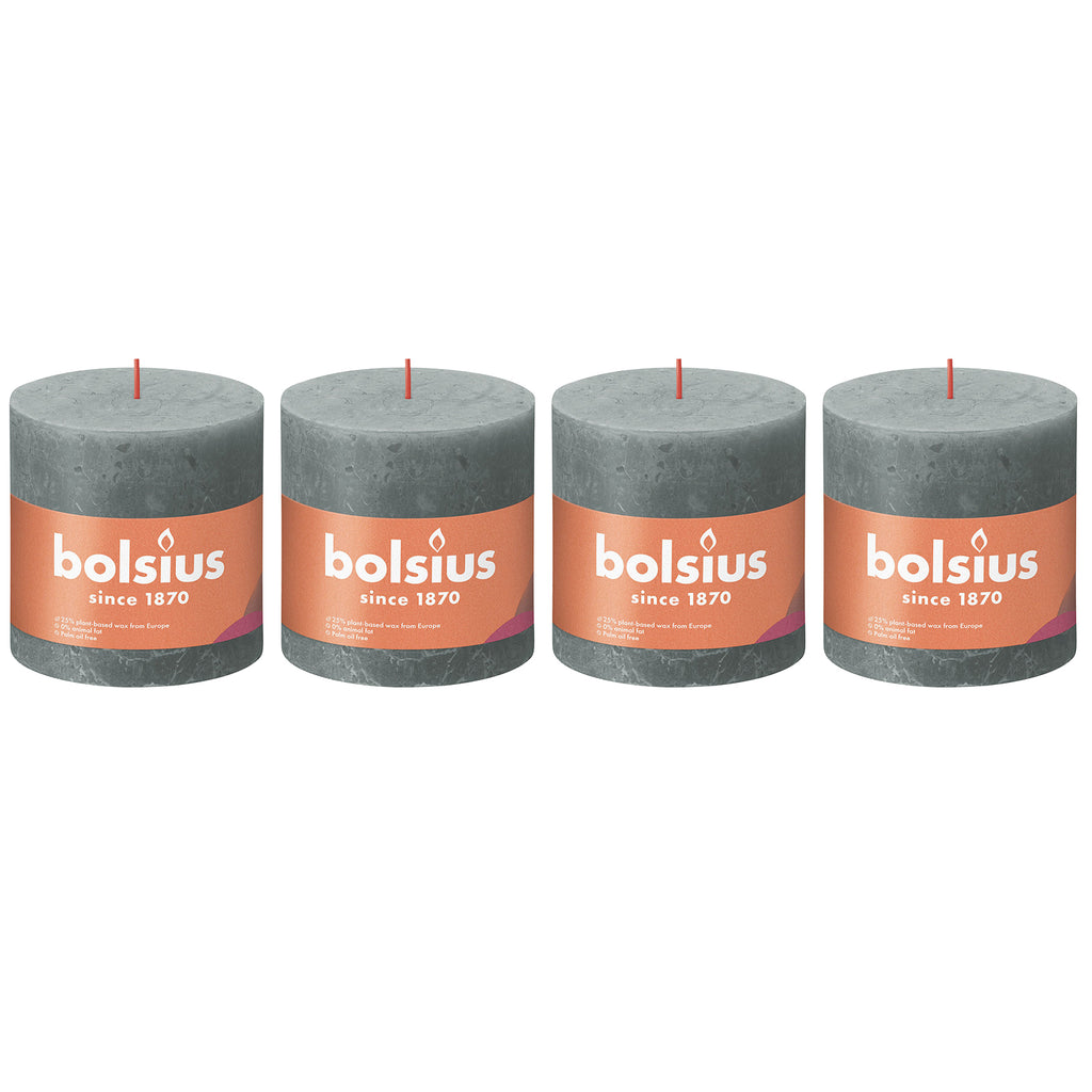 Set of 4 pillar candles - Height 10 cm - Diameter 10 cm - Rustic - Eucalyptus