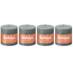 Set of 4 pillar candles - Height 10 cm - Diameter 10 cm - Rustic - Eucalyptus