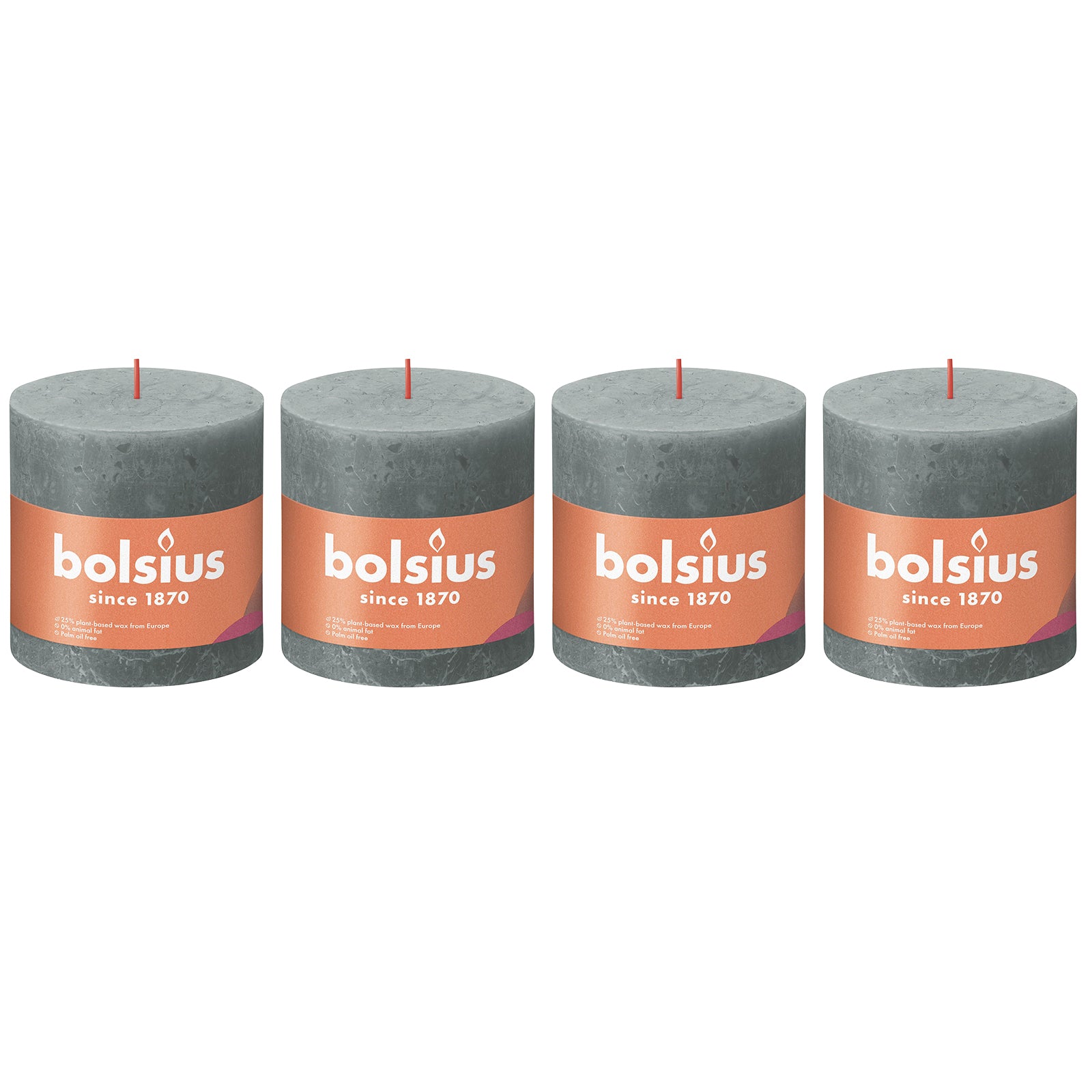 Set of 4 pillar candles - Height 10 cm - Diameter 10 cm - Rustic - Eucalyptus