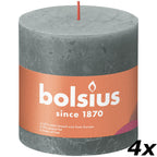 4er-Set Stumpenkerze - Höhe 10 cm - Durchmesser 10 cm - Rustik - Eukalyptus