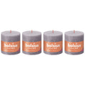 Lot de 4 bougies piliers - Hauteur 10 cm - Diamètre 10 cm - Style rustique - Lavande givrée