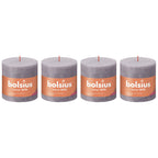 Lot de 4 bougies piliers - Hauteur 10 cm - Diamètre 10 cm - Style rustique - Lavande givrée