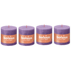 4er-Set Stumpenkerze - Höhe 10 cm - Durchmesser 10 cm - Rustik - Blühendes Veilchen