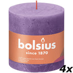 4er-Set Stumpenkerze - Höhe 10 cm - Durchmesser 10 cm - Rustik - Blühendes Veilchen