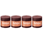 Lot de 4 bougies piliers - Hauteur 10 cm - Diamètre 10 cm - Style rustique - Rouge velours