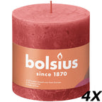 Set of 4 pillar candles - Height 10 cm - Diameter 10 cm - Rustic - Pink blossom