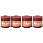 4er-Set Stumpenkerze - Höhe 10 cm - Durchmesser 10 cm - Rustik - Zartes Rot