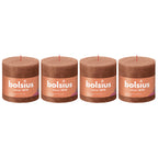 4er-Set Stumpenkerze - Höhe 10 cm - Durchmesser 10 cm - Rustik - Rostiges Rosa