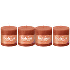 4er-Set Stumpenkerze - Höhe 10 cm - Durchmesser 10 cm - Rustik - Herbstliches Orange