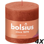 4er-Set Stumpenkerze - Höhe 10 cm - Durchmesser 10 cm - Rustik - Herbstliches Orange