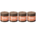 Set of 4 pillar candles - Height 10 cm - Diameter 10 cm - Rustic - Suede Brown
