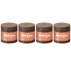 Set of 4 pillar candles - Height 10 cm - Diameter 10 cm - Rustic - Suede Brown