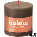 Set of 4 pillar candles - Height 10 cm - Diameter 10 cm - Rustic - Suede Brown