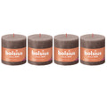 Lot de 4 bougies piliers - Hauteur 10 cm - Diamètre 10 cm - Style rustique - Taupe rustique