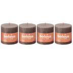 Lot de 4 bougies piliers - Hauteur 10 cm - Diamètre 10 cm - Style rustique - Taupe rustique