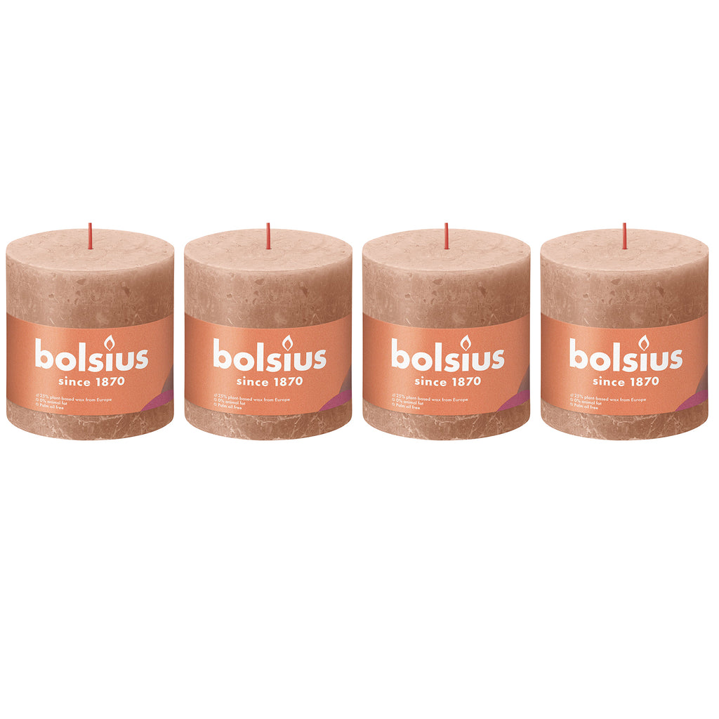 4er-Set Stumpenkerze - Höhe 10 cm - Durchmesser 10 cm - Rustik - Cremiges Caramel