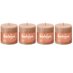 Set of 4 pillar candles - Height 10 cm - Diameter 10 cm - Rustic - Creamy Caramel