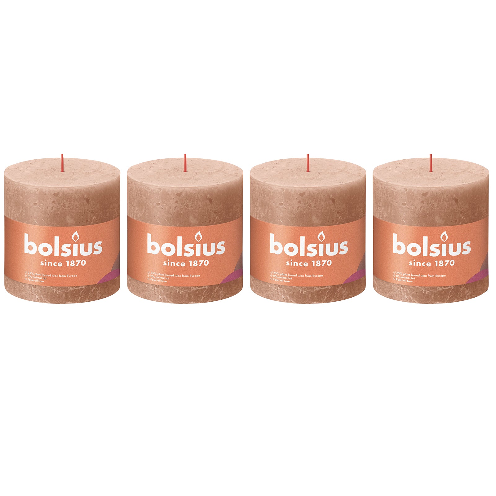 Set of 4 pillar candles - Height 10 cm - Diameter 10 cm - Rustic - Creamy Caramel