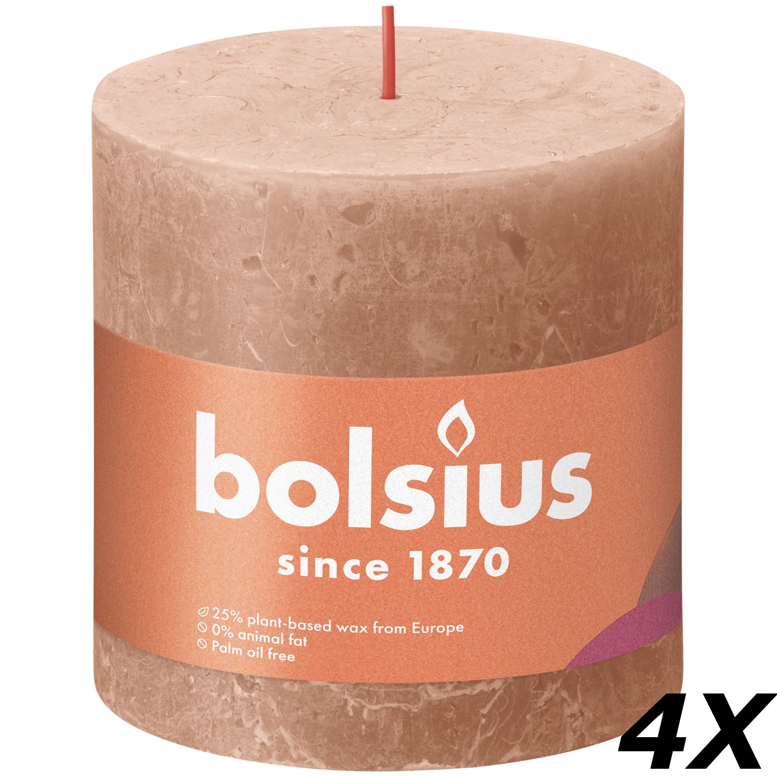 4er-Set Stumpenkerze - Höhe 10 cm - Durchmesser 10 cm - Rustik - Cremiges Caramel