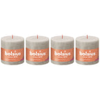 Lot de 4 bougies piliers - Hauteur 10 cm - Diamètre 10 cm - Style rustique - Gris sable