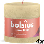 4er-Set Stumpenkerze - Höhe 10 cm - Durchmesser 10 cm - Rustik - Haferbeige