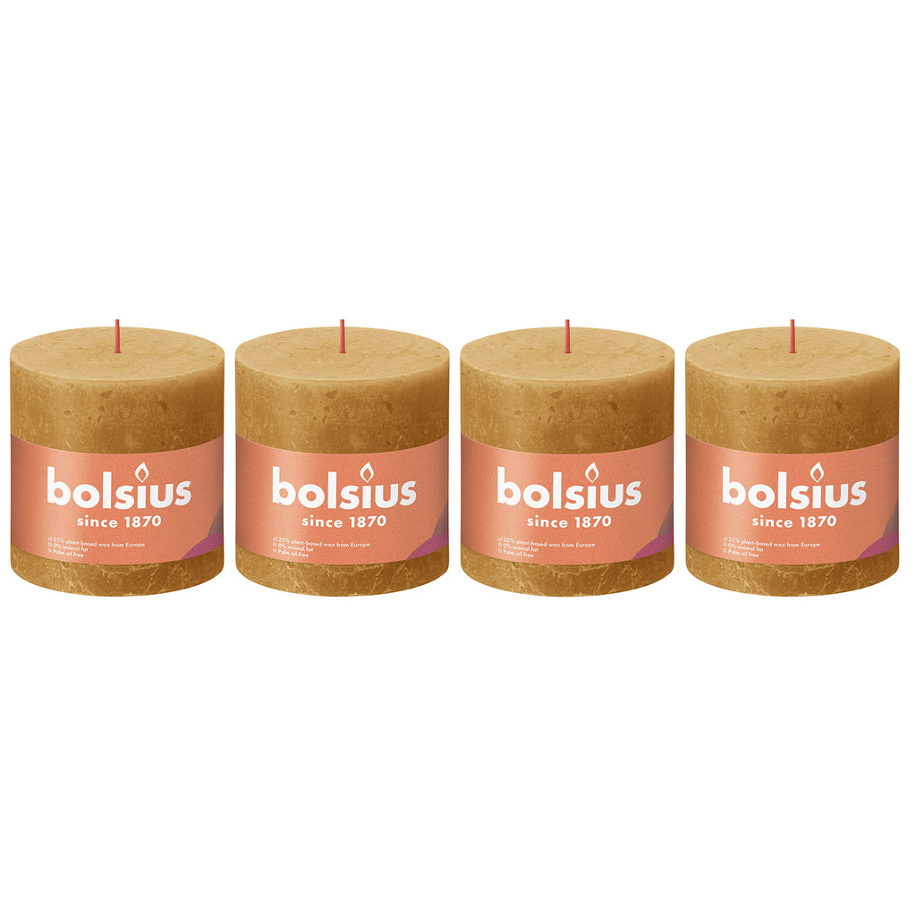 4er-Set Stumpenkerze - Höhe 10 cm - Durchmesser 10 cm - Rustik - Honigwabengelb