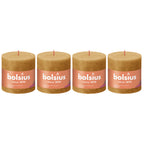 4er-Set Stumpenkerze - Höhe 10 cm - Durchmesser 10 cm - Rustik - Honigwabengelb