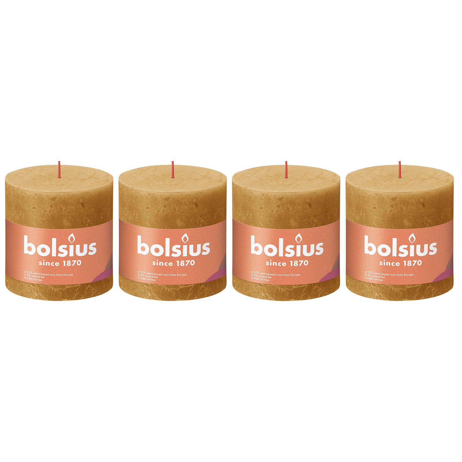 4er-Set Stumpenkerze - Höhe 10 cm - Durchmesser 10 cm - Rustik - Honigwabengelb